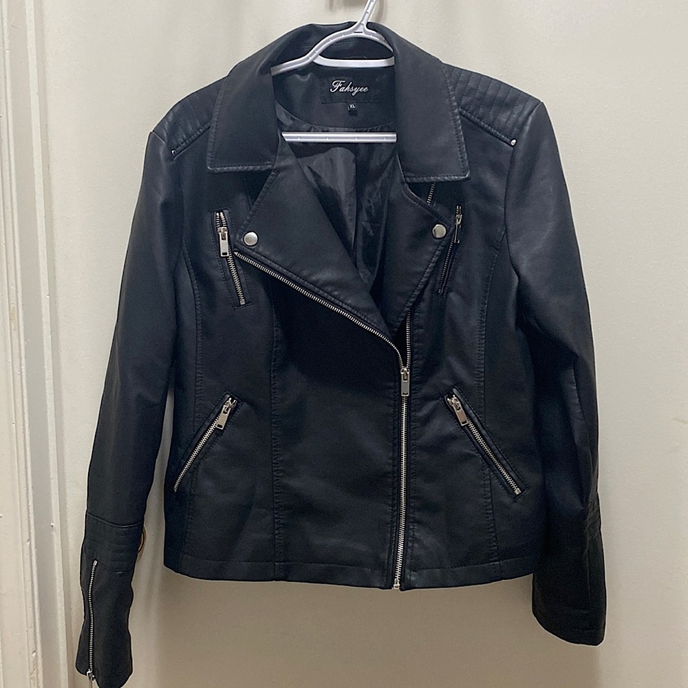 Black faux Leader Jacket